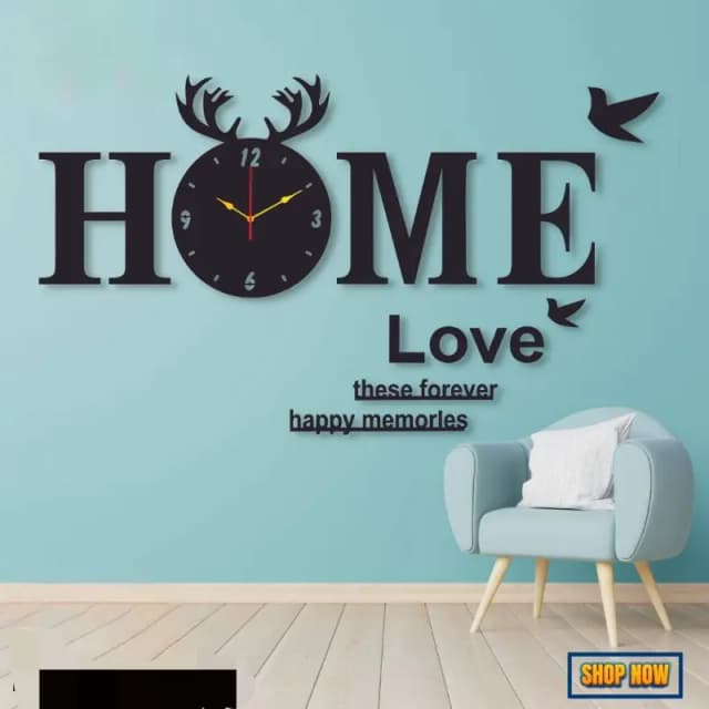 Home Wall Clock 3D Design